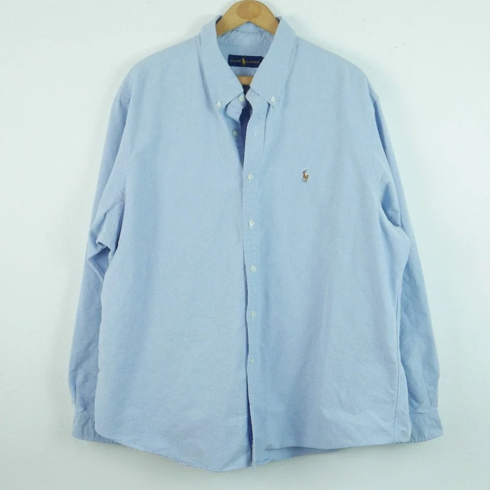 Polo Ralph Lauren XXXL Blue Button Down Shirt Oxford Flesh Pony Preppy Cotton